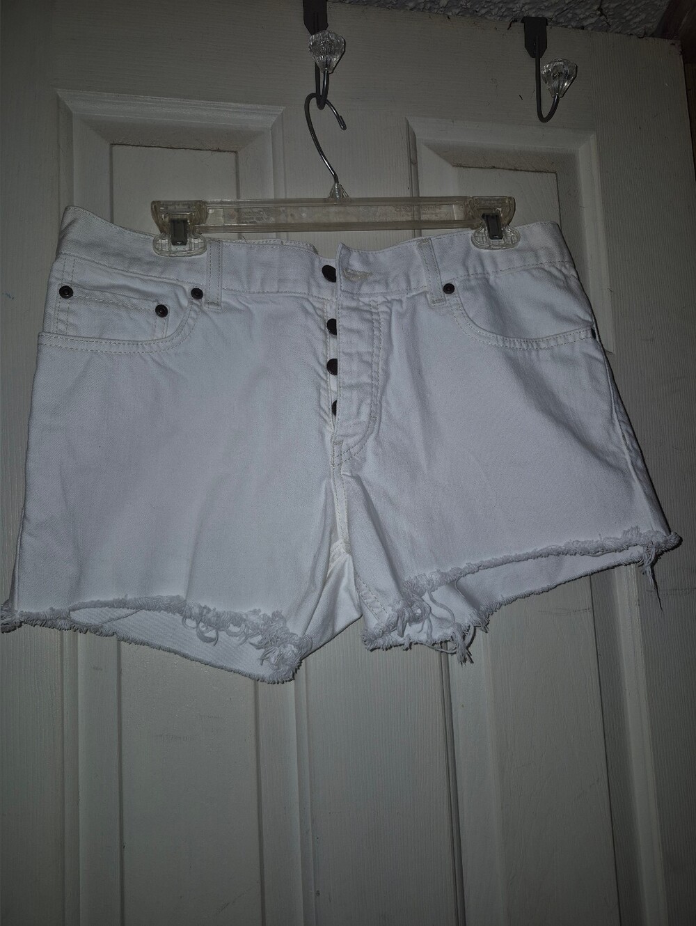 H&M White Frayed Hem Denim Shorts